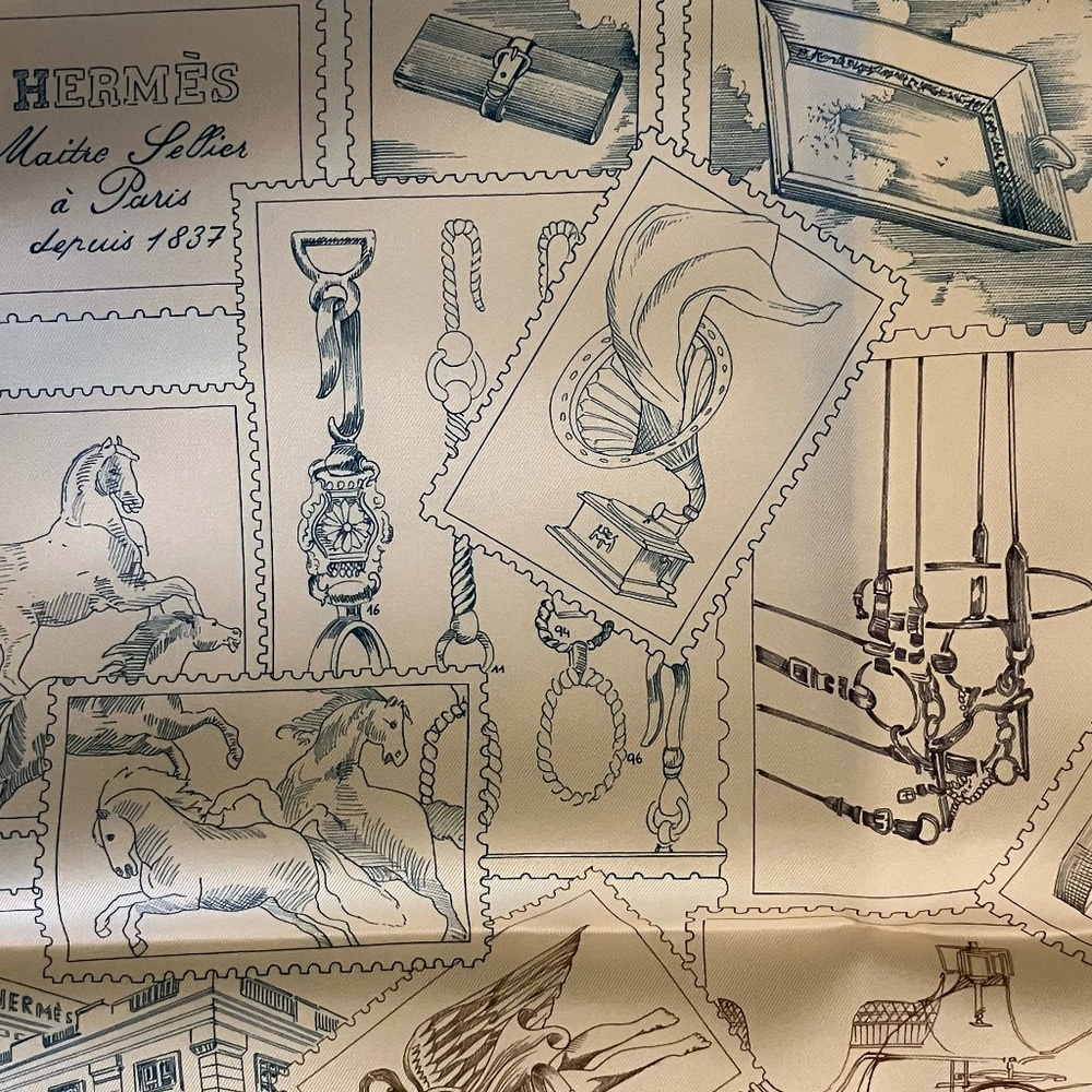 Hermes Scarf: Le Philateliste du Faubourg scarf 90